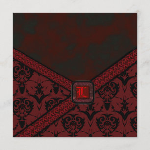 Invitación Boda de encaje de Gótico rojo y negro