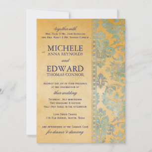 Invitación Boda de encaje de malla azul de hielo de vintage