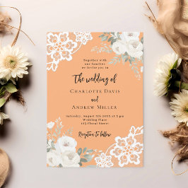 Invitación Boda de encaje de rosas blancas