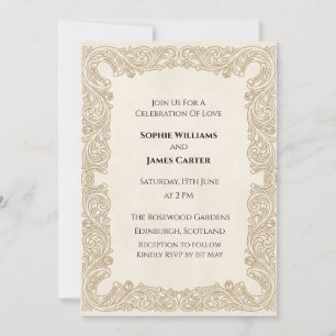 Invitación Boda de Encaje Dorado
