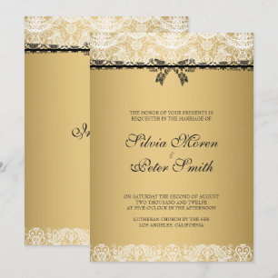 Invitación Boda de encaje dorado y blanco