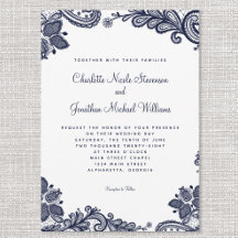 Boda de encaje elegante personalizada foto azul bl