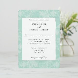 Invitación Boda de encaje falso floral blanco menta bonito
