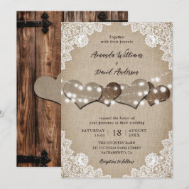 Invitación Boda de encaje floral blanco de color beige de mad
