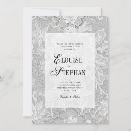 Invitación Boda de encaje floral blanco elegante