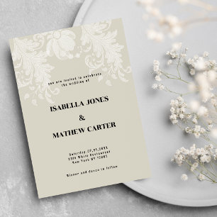 Invitación Boda de encaje floral blanco neutro y honesto