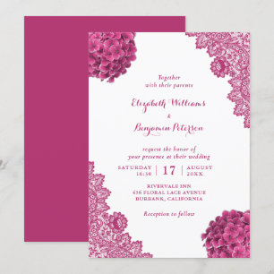 Invitación Boda de encaje floral de Hydrangea Rustica persona