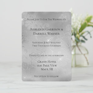 Invitación Boda de encaje floral plateado romántico