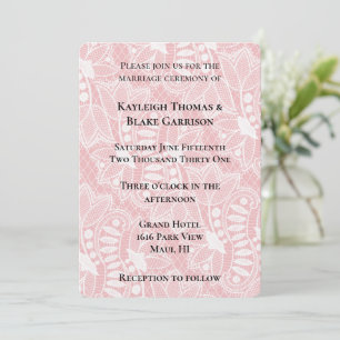 Invitación Boda de encaje floral rosa