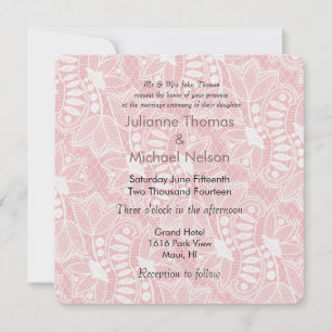 Invitación Boda de encaje floral rosa