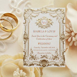 Invitación Boda de encaje francés elegante rococó de lujo