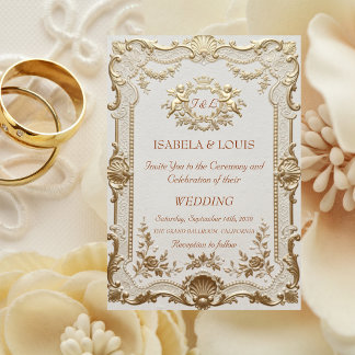Invitación Boda de encaje francés elegante rococó de lujo