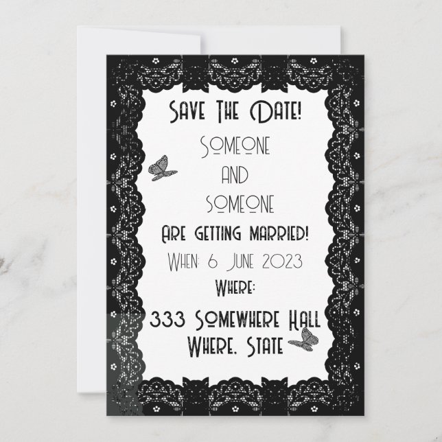 Invitación Boda de encaje gótico (Anverso)