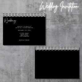 Invitación Boda de encaje negro y blanco elegante