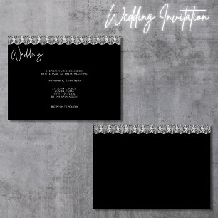 Invitación Boda de encaje negro y blanco elegante