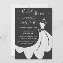 Invitación Boda de encaje negro y blanco vestido ducha de nov