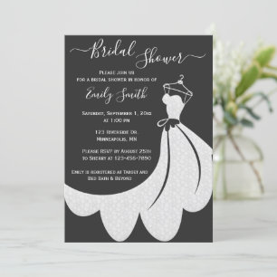 Invitación Boda de encaje negro y blanco vestido ducha de nov