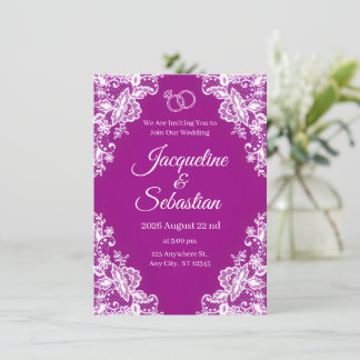 Invitación Boda de Encaje Púrpura