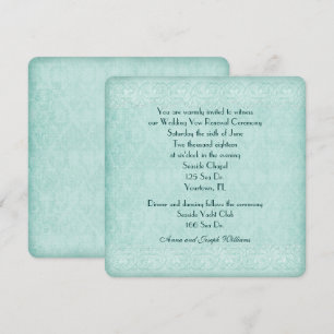 Invitación boda de encaje verde menta Vow Renovación