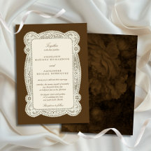 Boda de encaje vintage en marrón mocha de dinero a