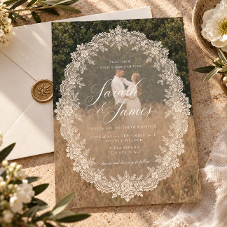 Invitación Boda de encaje vintage romántico