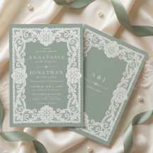 Boda de encaje vintage verde salvia