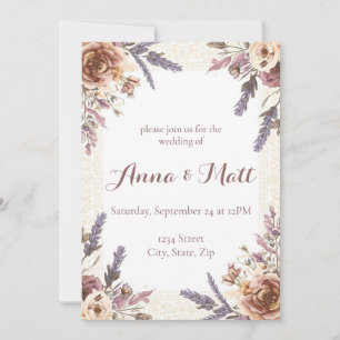 Invitación Boda de encaje vintage y flores prensadas