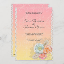 Invitación Boda de encaje y flores