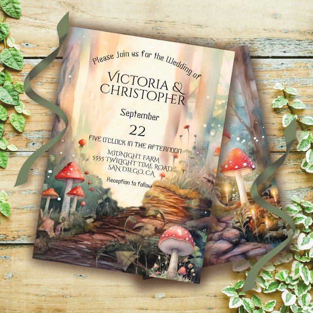 Invitación Boda de Encantado Forestal Toadstool Twinkle Luces (Subido por el creador)