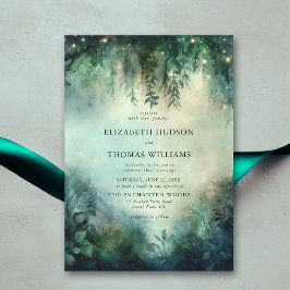 Invitación Boda de Encantado Forestal Verde Lámparas de hadas