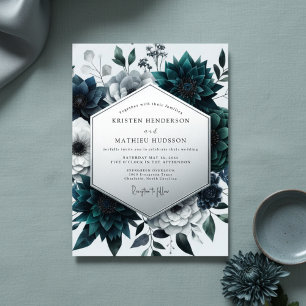 Invitación Boda de Encantamiento Botánico Verde Azulado