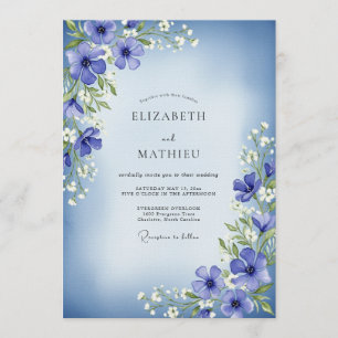 Invitación Boda de Encantamiento Floral Pintoresco de Periwin