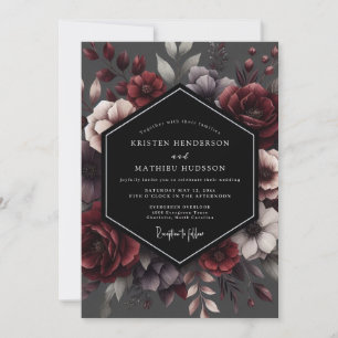 Invitación Boda de Encantamiento Floral Rojo Intenso