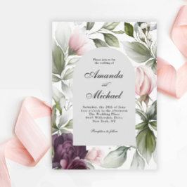 Invitación Boda de Encanto Botánico Rosa y Pluma