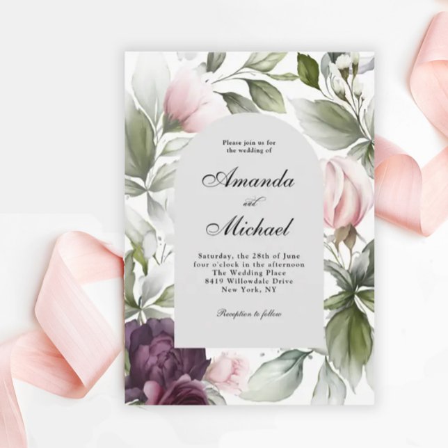 Invitación Boda de Encanto Botánico Rosa y Pluma (Subido por el creador)