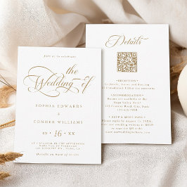 Invitación Boda de encanto elegante de oro todo en uno