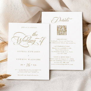 Invitación Boda de encanto elegante de oro todo en uno