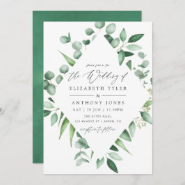 Invitación Boda de energía ecológica de color de agua Eucalyp