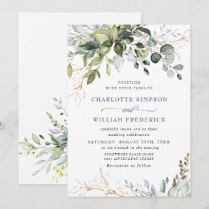 Invitación Boda de energía ecológica de color de agua Eucalyp