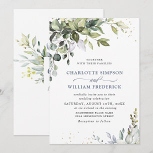 Invitación Boda de energía ecológica de color de agua Eucalyp