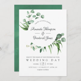 Invitación Boda de energía ecológica de color de agua Eucalyp