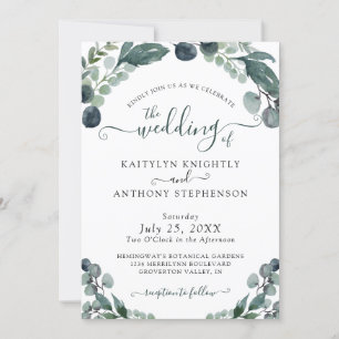 Invitación Boda de energía ecológica de color de agua Eucalyp