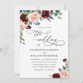 Invitación Boda de energía verde de la Marina de Borgoña Euca