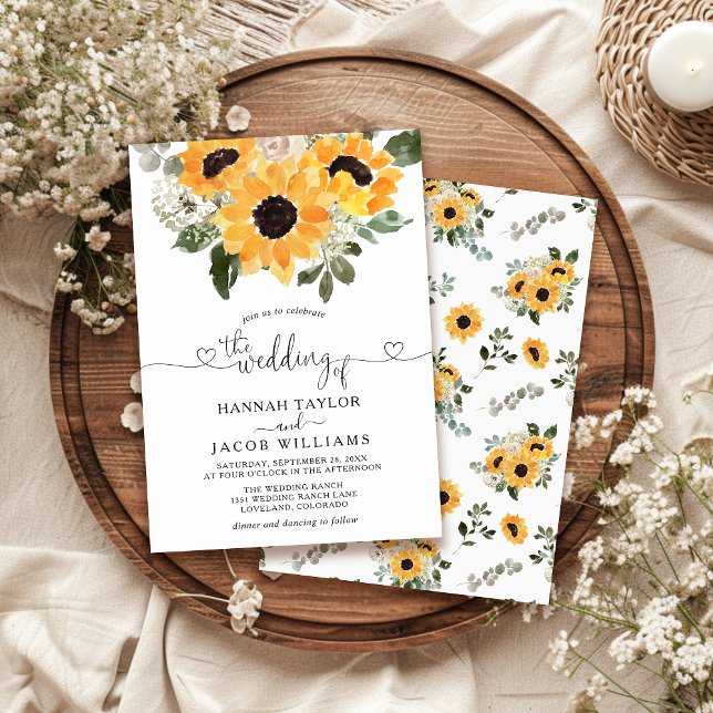 Invitación Boda de energía verde del Eucalyptus del girasol (Subido por el creador)