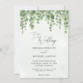 Invitación Boda de energía verde Eucalyptus acuarela en casca