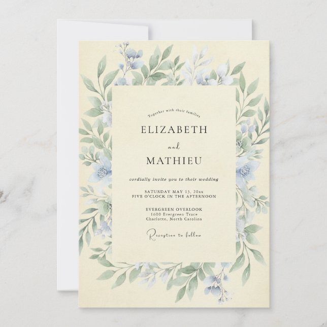 Invitación Boda de Enredadera Amarilla de Centaurea (Anverso)