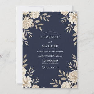 Invitación Boda de enredadera de crema de marina