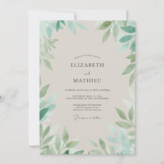 Invitación Boda de enredadera de mar pálido (Anverso)