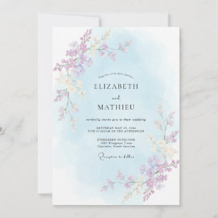 Invitación Boda de enredadera lila polvorienta pervinca