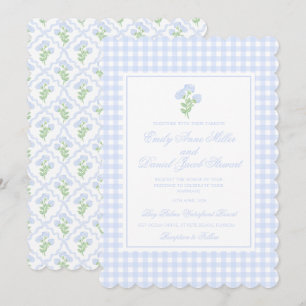 Invitación Boda de enrejado de acuarela de hortensia elegante